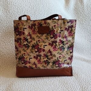 Patricia Nash Rosette Floral Italian Leather Velour Lined Shoulder Tote Bag